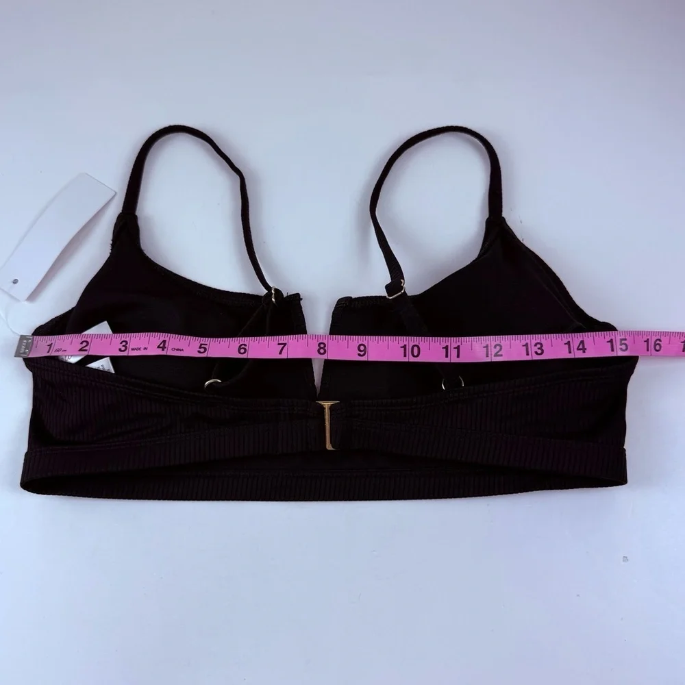 Salt + Cove Bikini Top Juniors Size Large Black Ribbed V Cut Front NWT